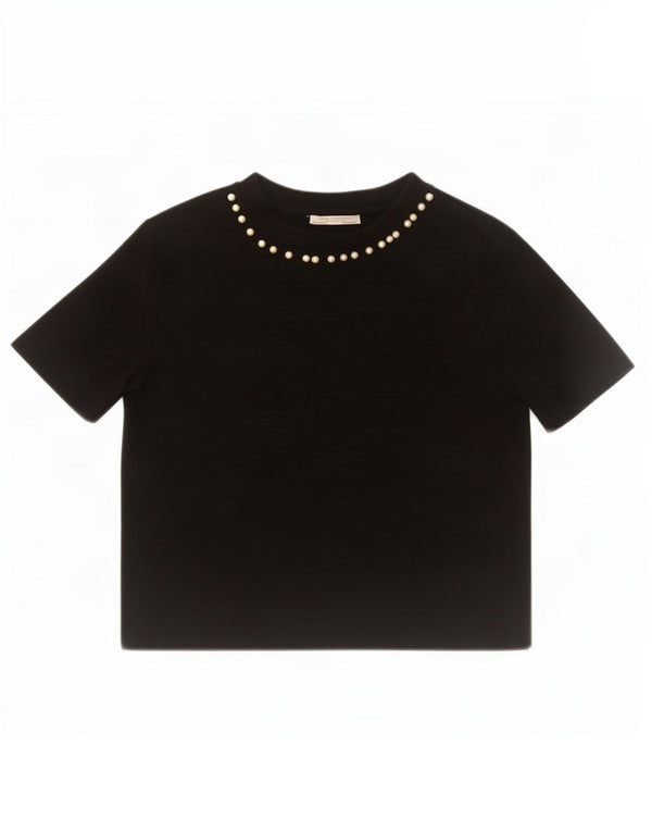 Blusa feminina Zara Top UK 12 algodão preto médio