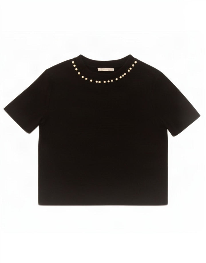Blusa feminina Zara Top UK 12 algodão preto médio