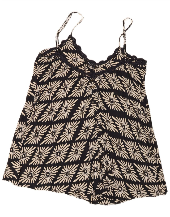 Top cami feminino Volcom Reino Unido 14 grande viscose floral preta