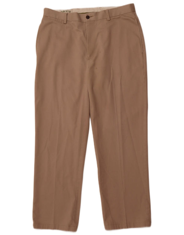 Orvis Mens Straight Chino Calças W34 L30 Algodão Bege