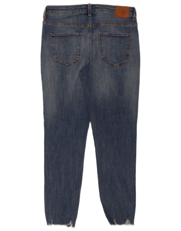 Zara Jeans skinny feminino desgastado UE 40 médio W30 L27 algodão azul