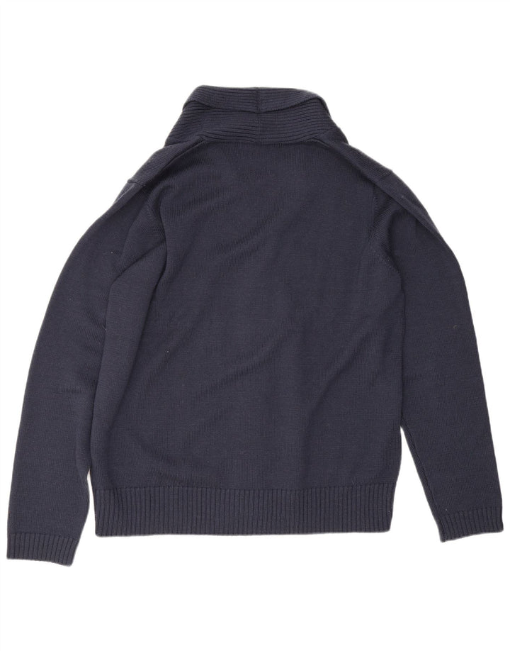 LIU JO Suéter cardigã masculino XL lã azul marinho