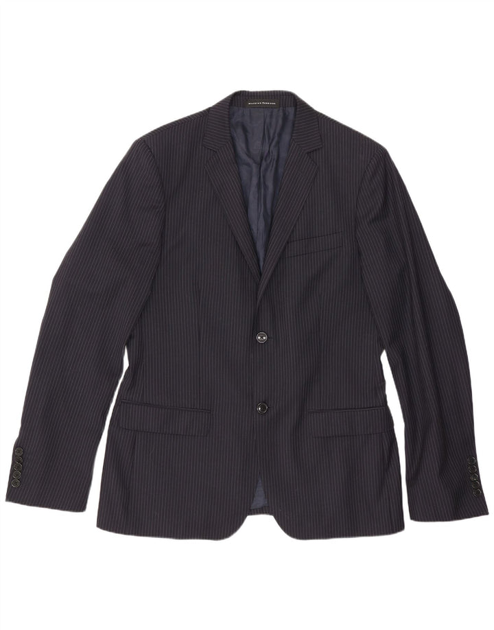 Jaqueta Blazer Masculina Massimo Rebecchi com 2 Botões Reino Unido 38 Médio Azul Marinho Listrado