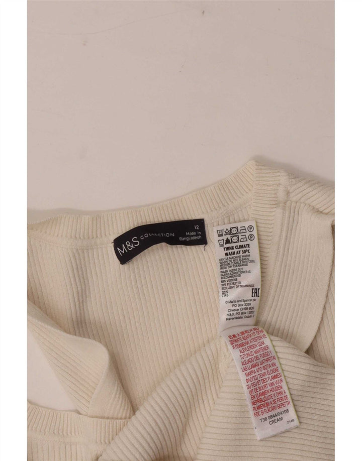 Regata feminina Marks & Spencer com colete curto Reino Unido 12 viscose branca média