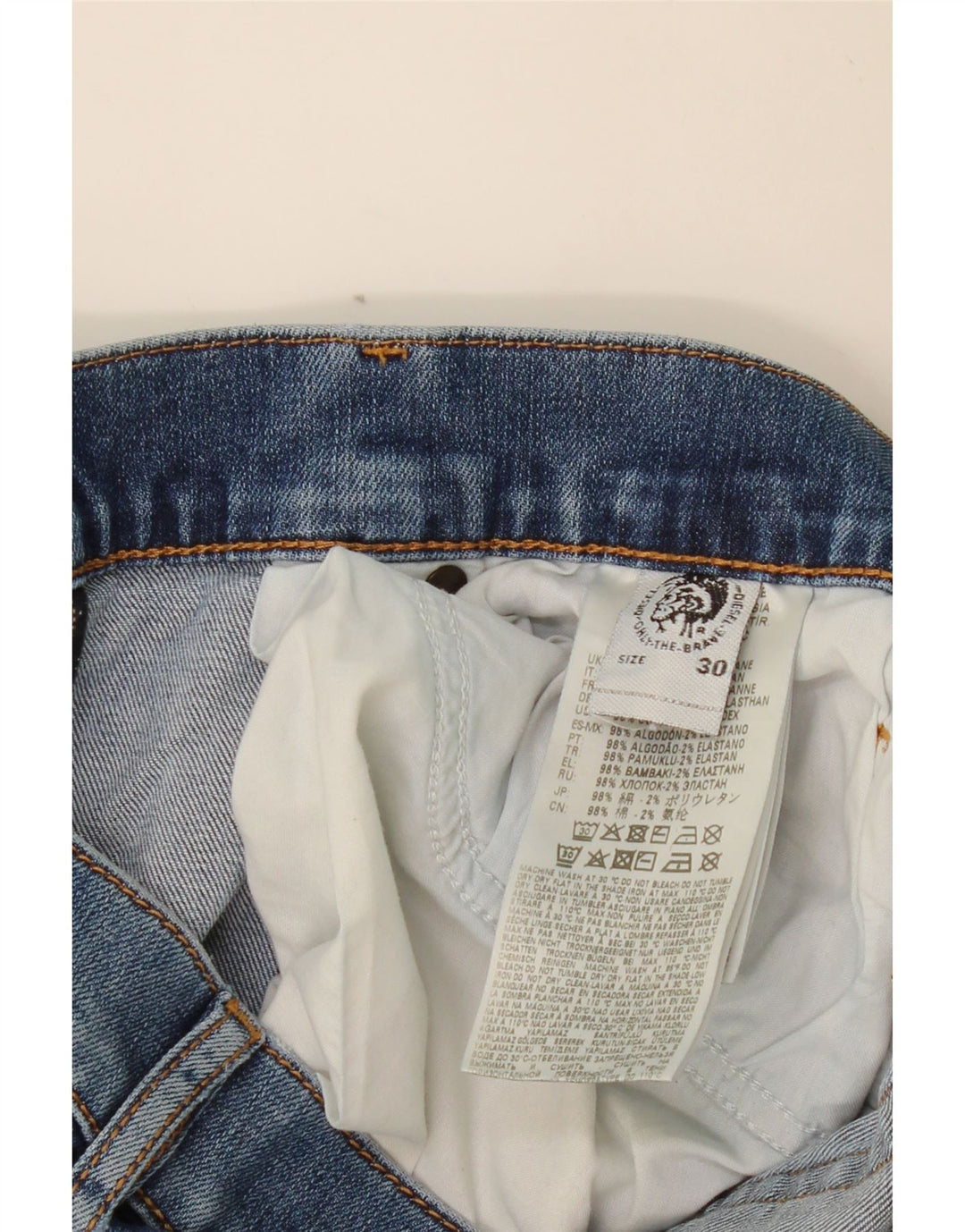 DIESEL Jeans retos femininos W30 L27 algodão azul