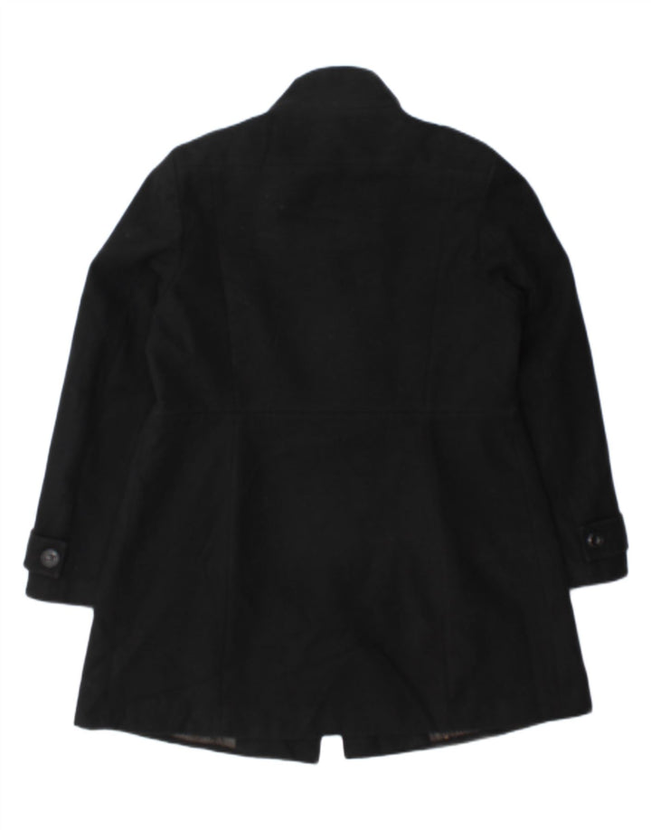 Casaco feminino Marks & Spencer com peito duplo Reino Unido 14 poliéster preto médio