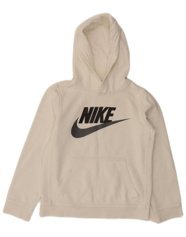 NIKE Boys Graphic Standard Fit moletom com capuz 10-11 anos médio branco