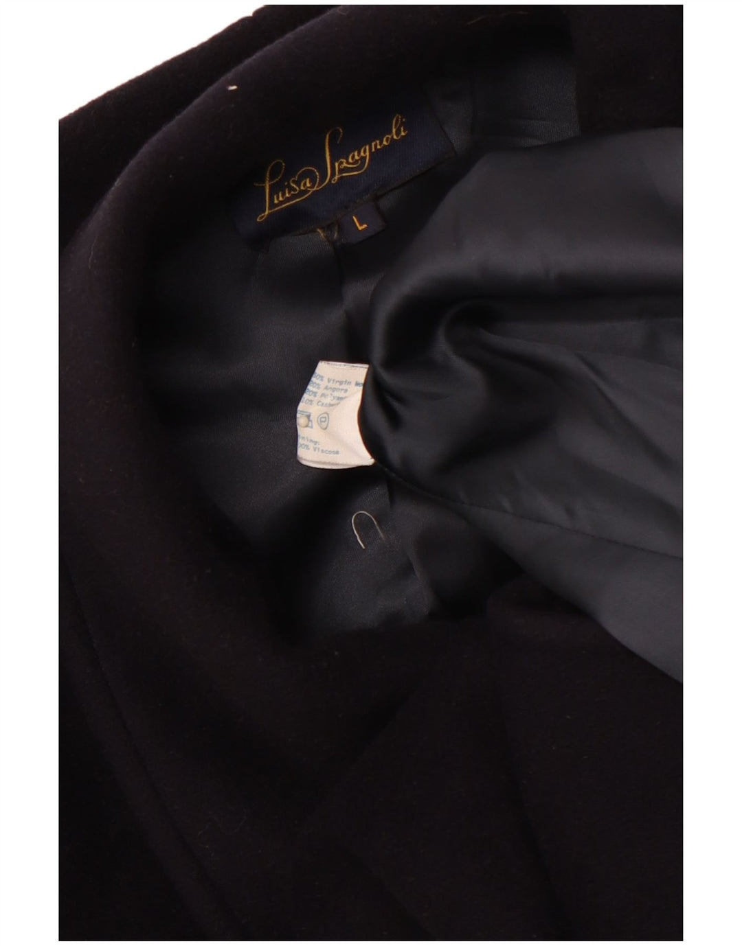 LUISA SPAGNOLI Sobretudo feminino oversized Reino Unido 16 grande lã virgem azul marinho