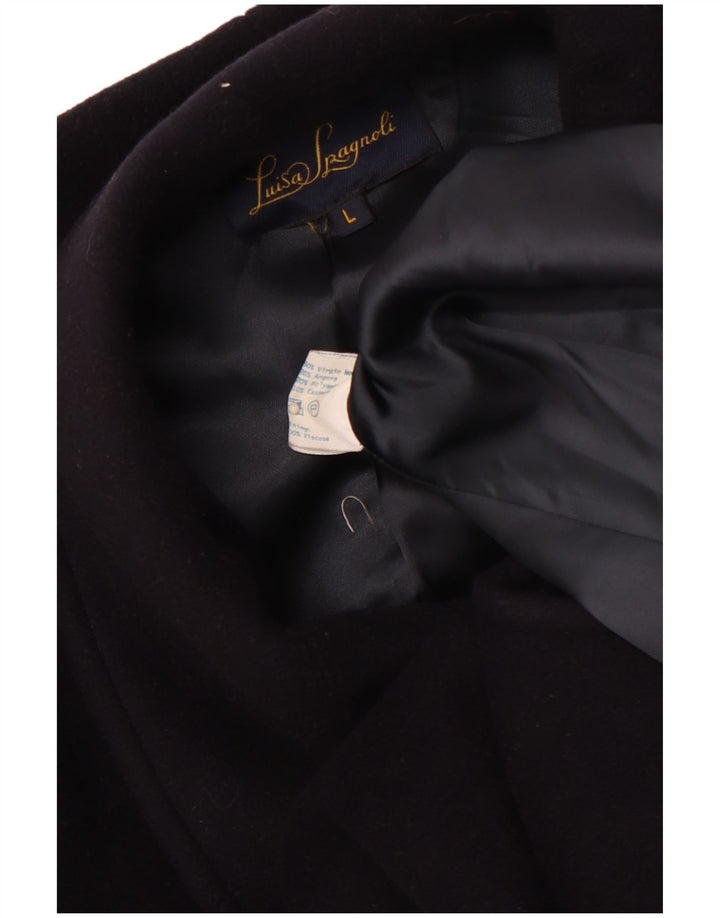 LUISA SPAGNOLI Sobretudo feminino oversized Reino Unido 16 grande lã virgem azul marinho