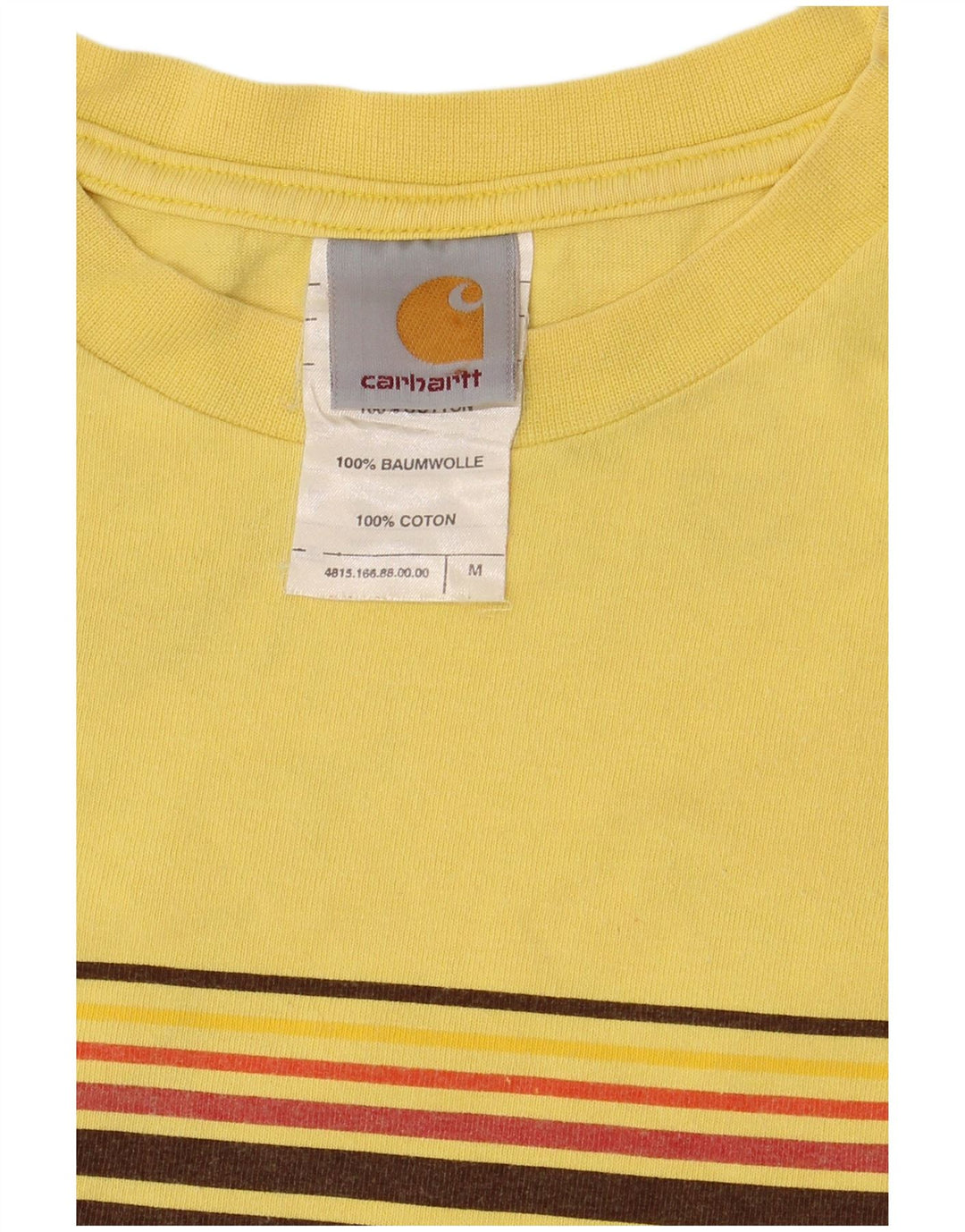 Camiseta gráfica masculina Carhartt de algodão listrado amarelo médio
