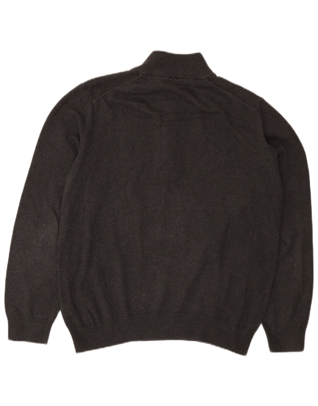 Suéter masculino Crew Clothing com zíper e gola alta de algodão cinza