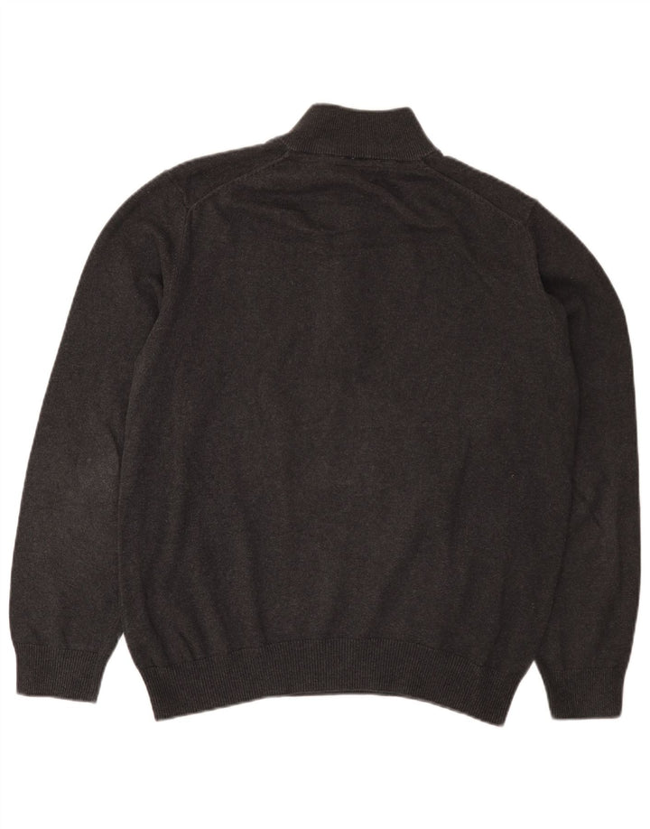 Suéter masculino Crew Clothing com zíper e gola alta de algodão cinza