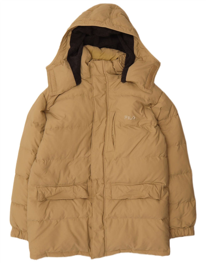Casaco acolchoado com capuz masculino Fila UK 40 grande poliamida bege