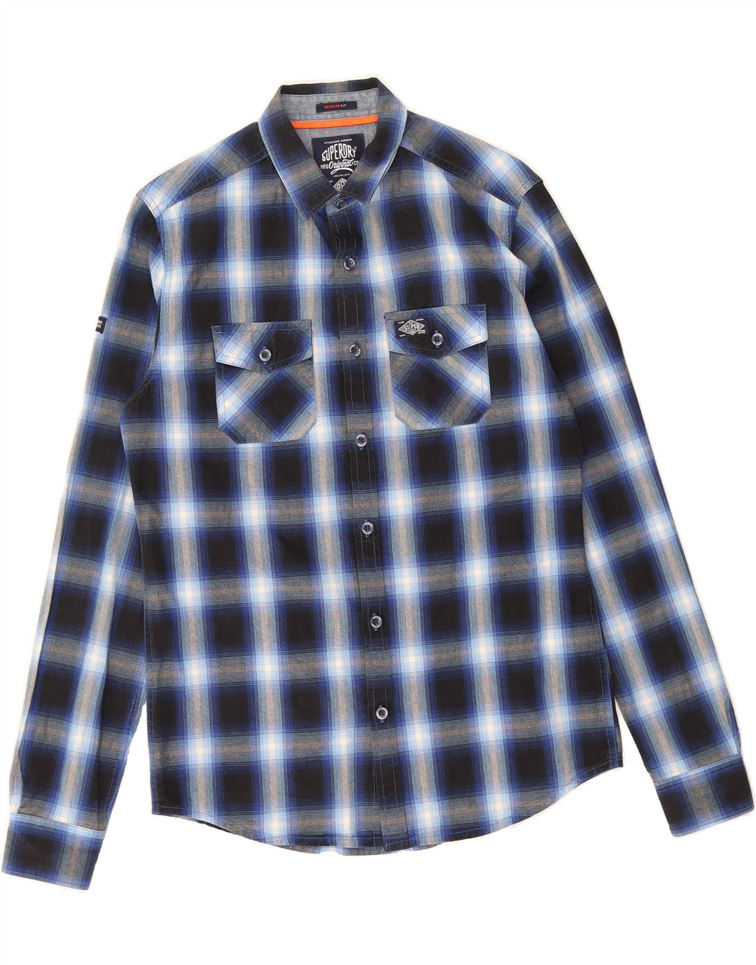 SUPERDRY Mens Regular Fit Shirt Small Blue Check Cotton Vintage Superdry and Second-Hand Superdry from Messina Hembry 