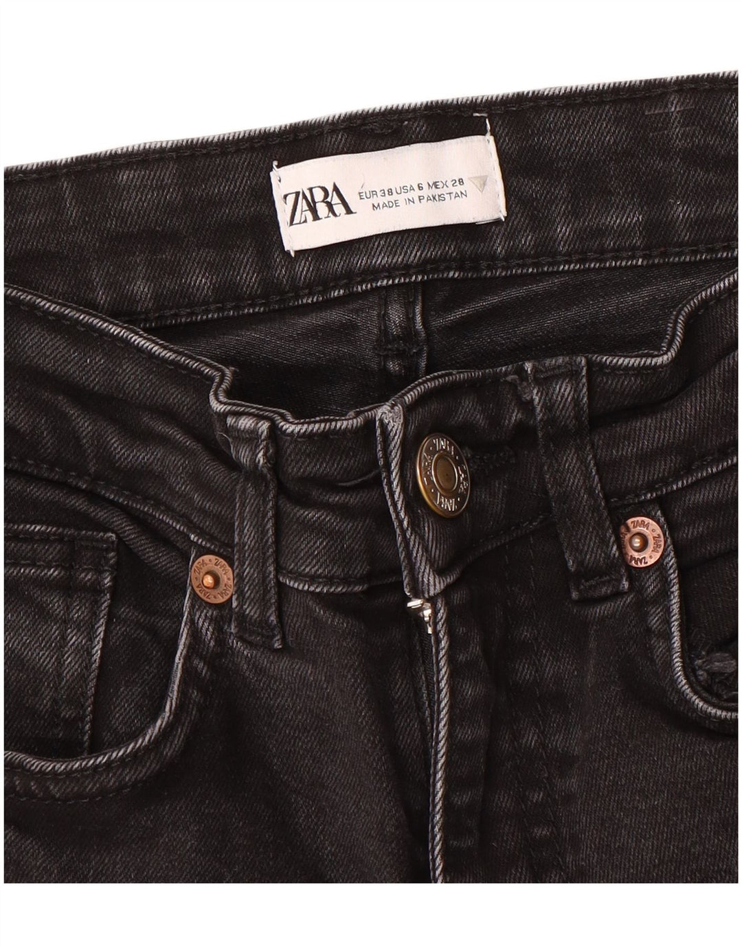 Zara Calça Jeans Feminina Crop Bootcut EU 38 Pequeno W28 L25 Preto