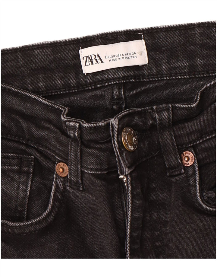 Zara Calça Jeans Feminina Crop Bootcut EU 38 Pequeno W28 L25 Preto