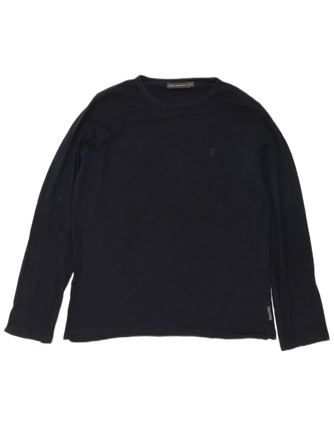 French Connection Mens Top Manga Longa XL Azul Marinho Algodão