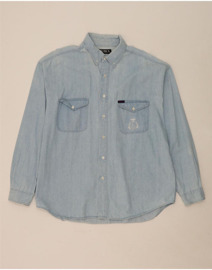 Camisa jeans masculina VINTAGE XL azul