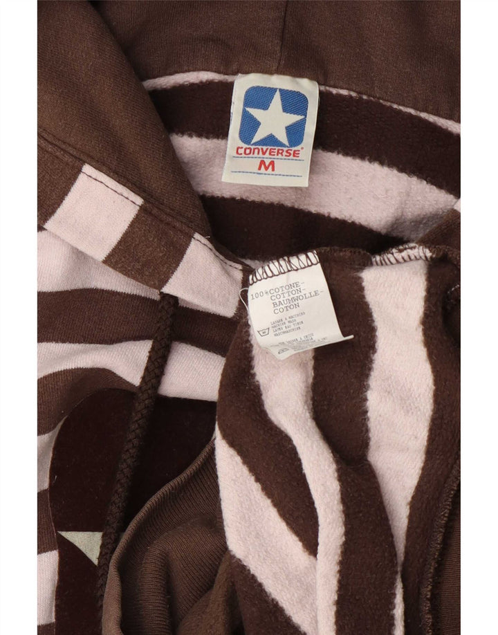 Converse feminino gráfico moletom jumper UK 12 médio marrom listrado algodão