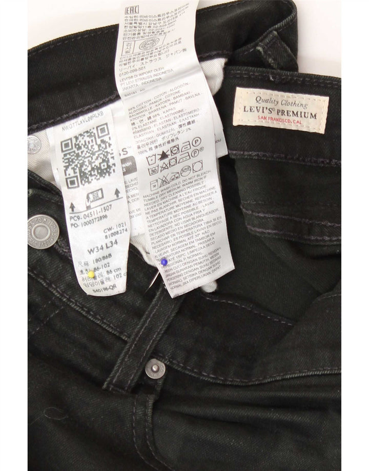 Levi's Mens Jeans Slim W34 L34 Algodão Preto