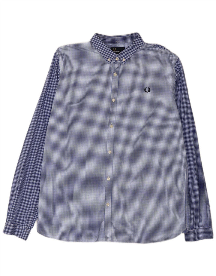 Camisa masculina Slim Fit Fred Perry XL azul algodão guingão