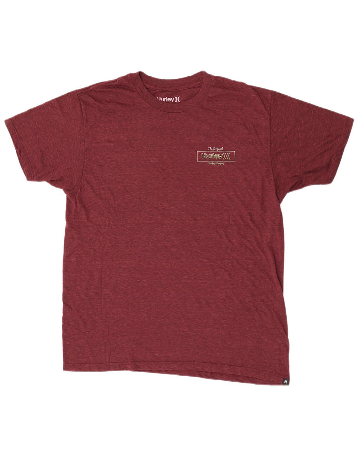 Camiseta masculina Hurley grande poliéster manchado cor de vinho