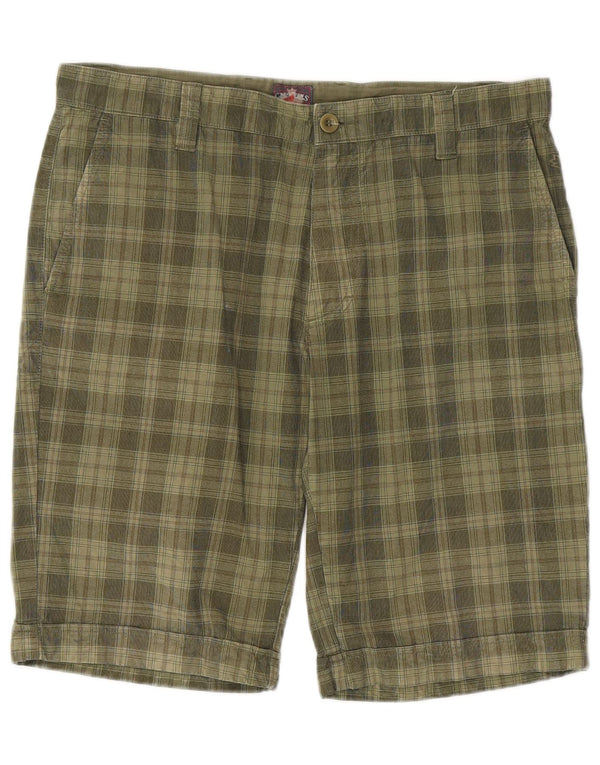 Canadiens Mens Chino Shorts IT 52 XL W36 Cáqui Xadrez Algodão