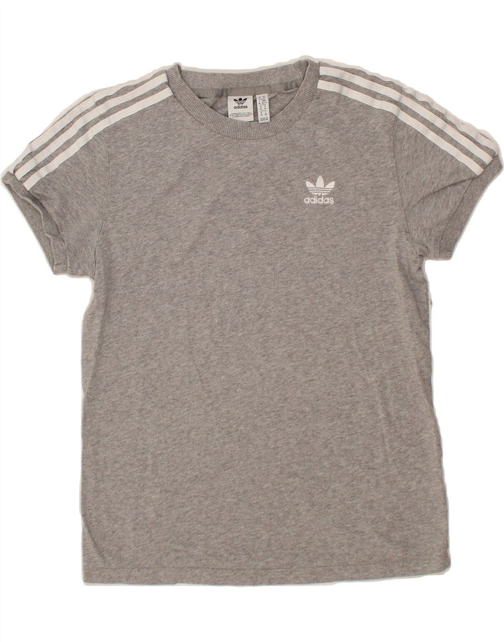 ADIDAS Womens T-Shirt Top UK 6 XS Grey Cotton Vintage Adidas and Second-Hand Adidas from Messina Hembry 