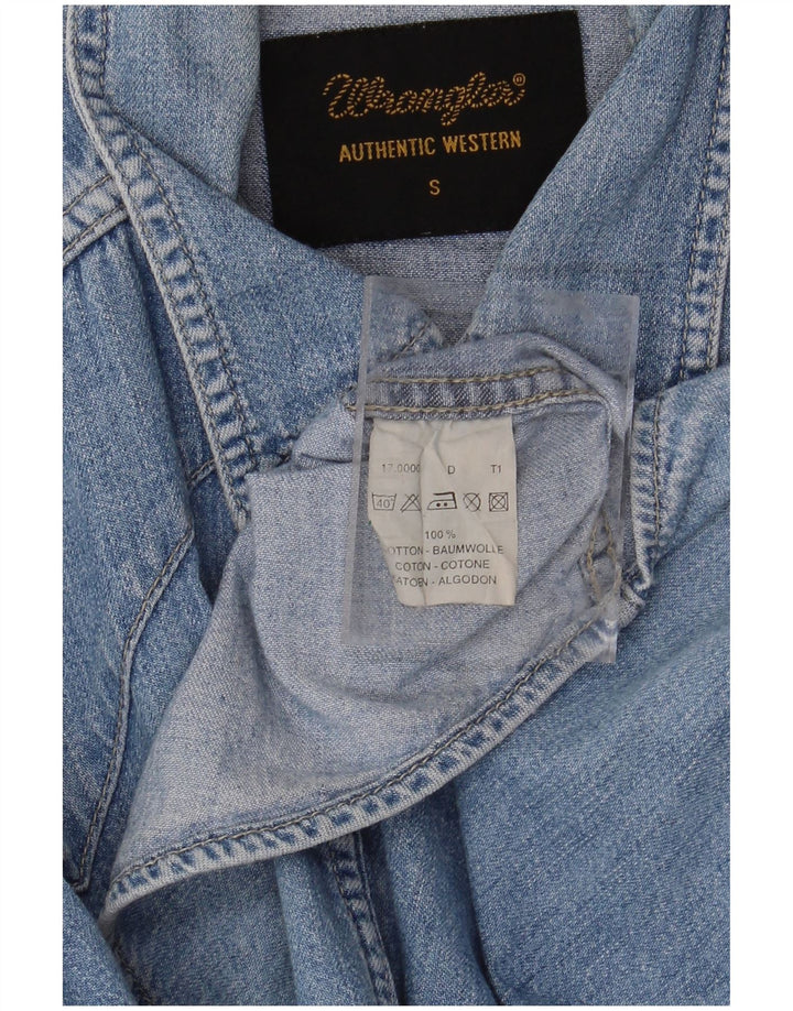 Camisa jeans masculina WRANGLER pequena azul algodão