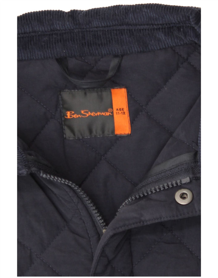 Jaqueta acolchoada masculina Ben Sherman 11-12 anos azul marinho algodão clássico