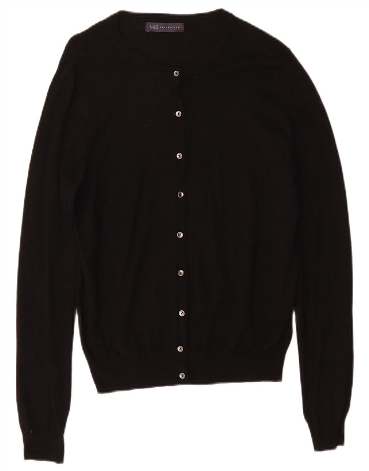 Suéter cardigã feminino Marks & Spencer Reino Unido 12 viscose preta média