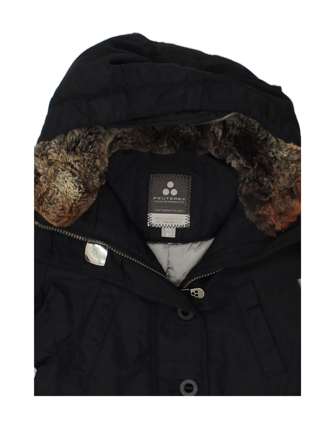 PEUTEREY Girls Hooded Padded Coat 3-4 Years XS Navy Blue | Vintage PEUTEREY | Thrift | Second-Hand PEUTEREY | Used Clothing | Messina Hembry 