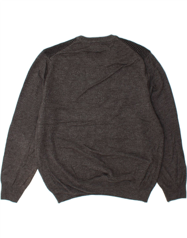 DOCKERS Mens Crew Neck Jumper Sweater Large Grey Houndstooth Acrylic Vintage Dockers and Second-Hand Dockers from Messina Hembry 