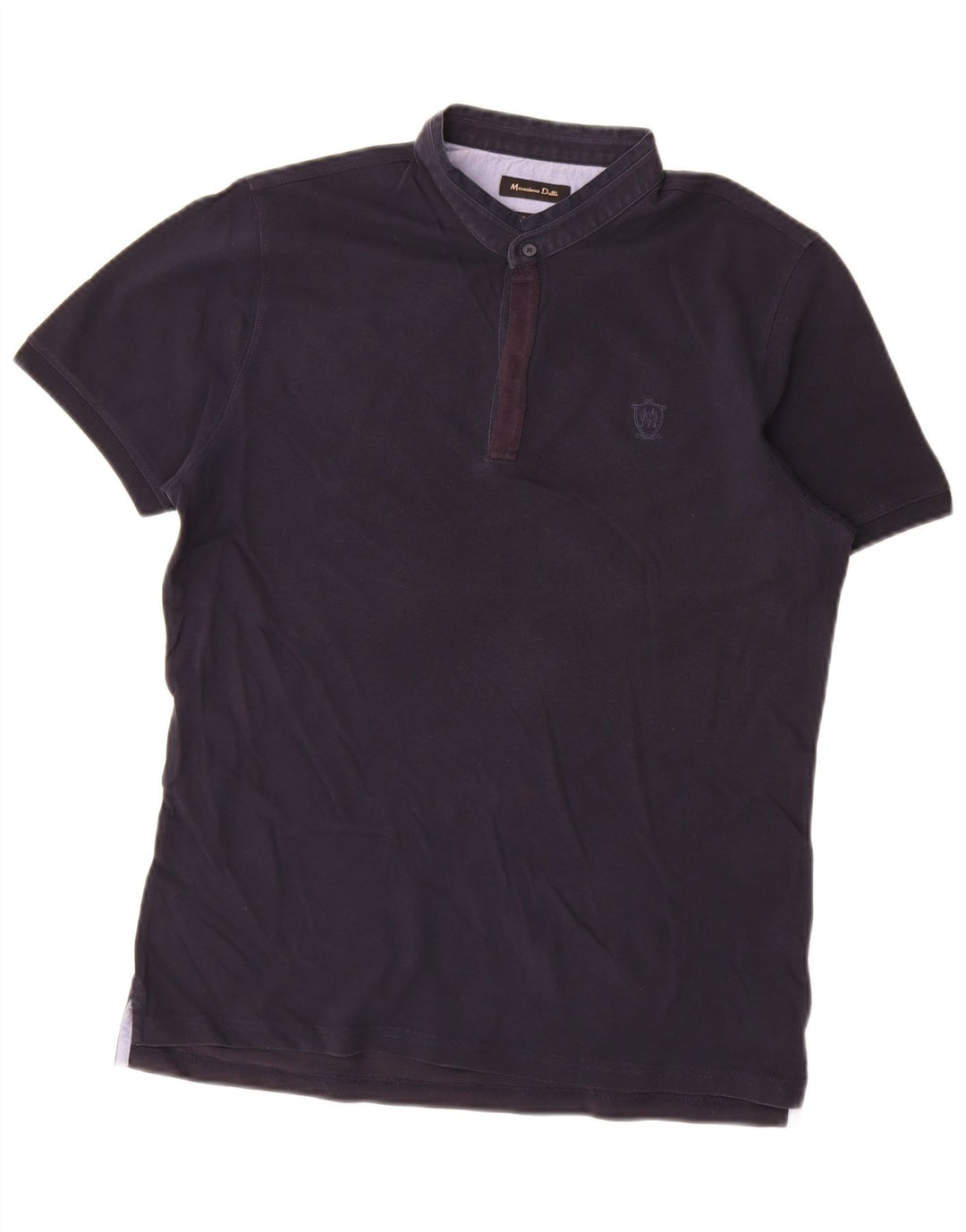 Camisa polo masculina Massimo Dutti grande algodão azul marinho