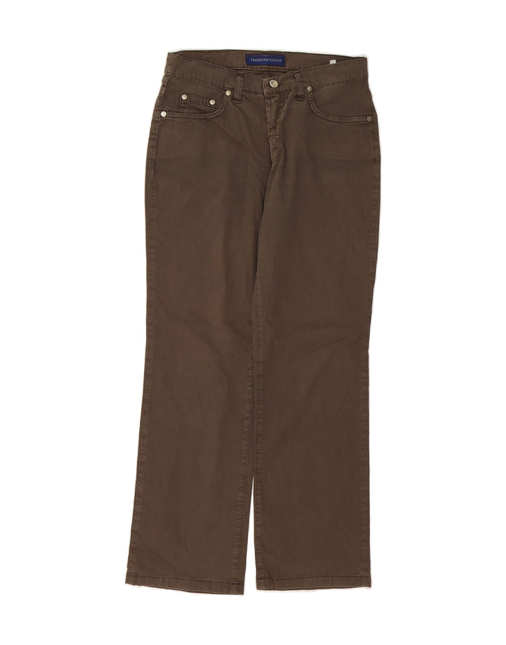 TRUSSARDI Womens Straight Casual Trousers W27 L28 Brown Cotton Vintage Trussardi and Second-Hand Trussardi from Messina Hembry 