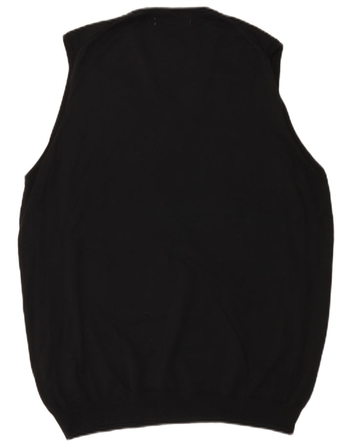 Zara Mens Basic Vest Tank Top Grande Algodão Preto