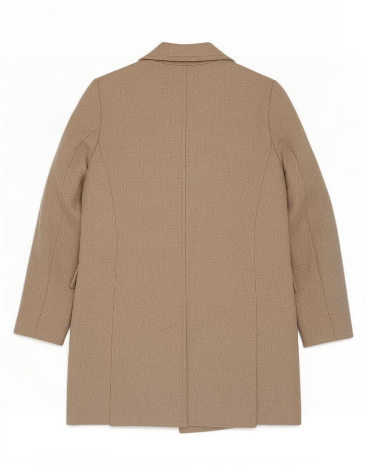 Casaco feminino Zara com peito duplo Reino Unido 10 lã bege pequena