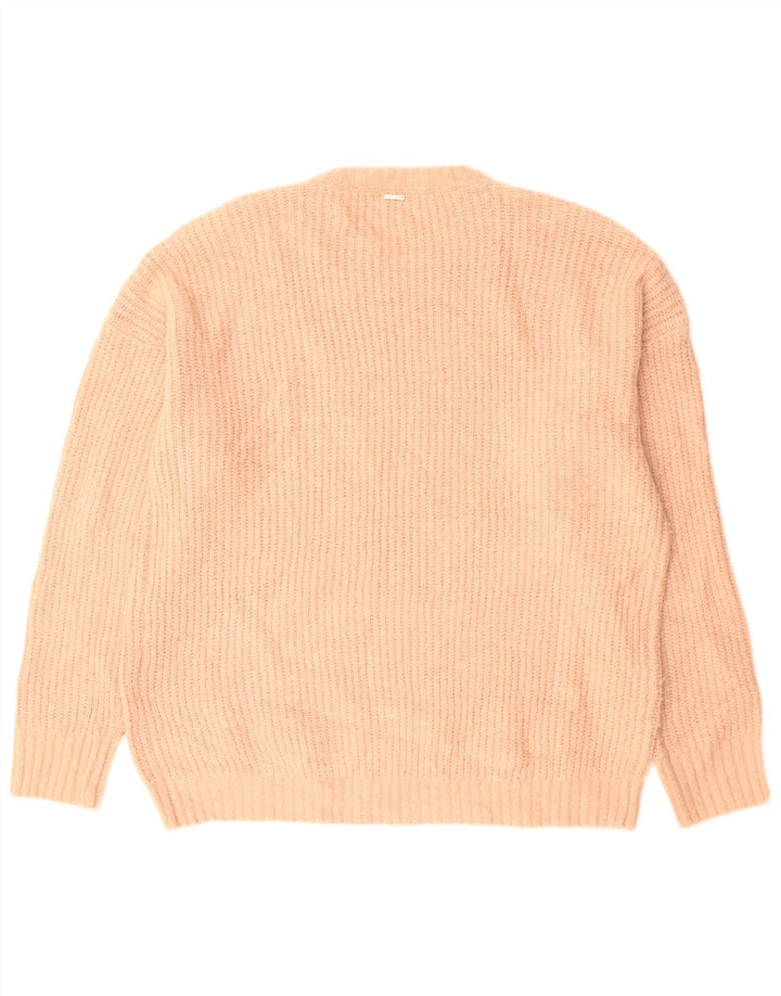 Suéter feminino oversized com gola redonda da Volcom Reino Unido 12/14 rosa médio