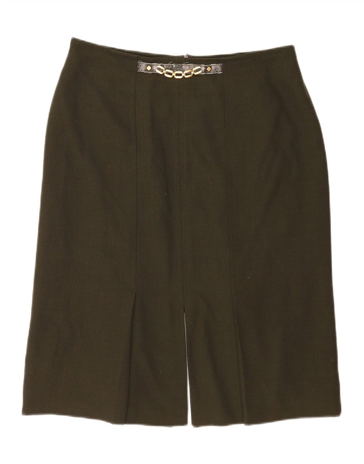 Saia reta feminina ARA UK 18 XL W34 poliéster cáqui