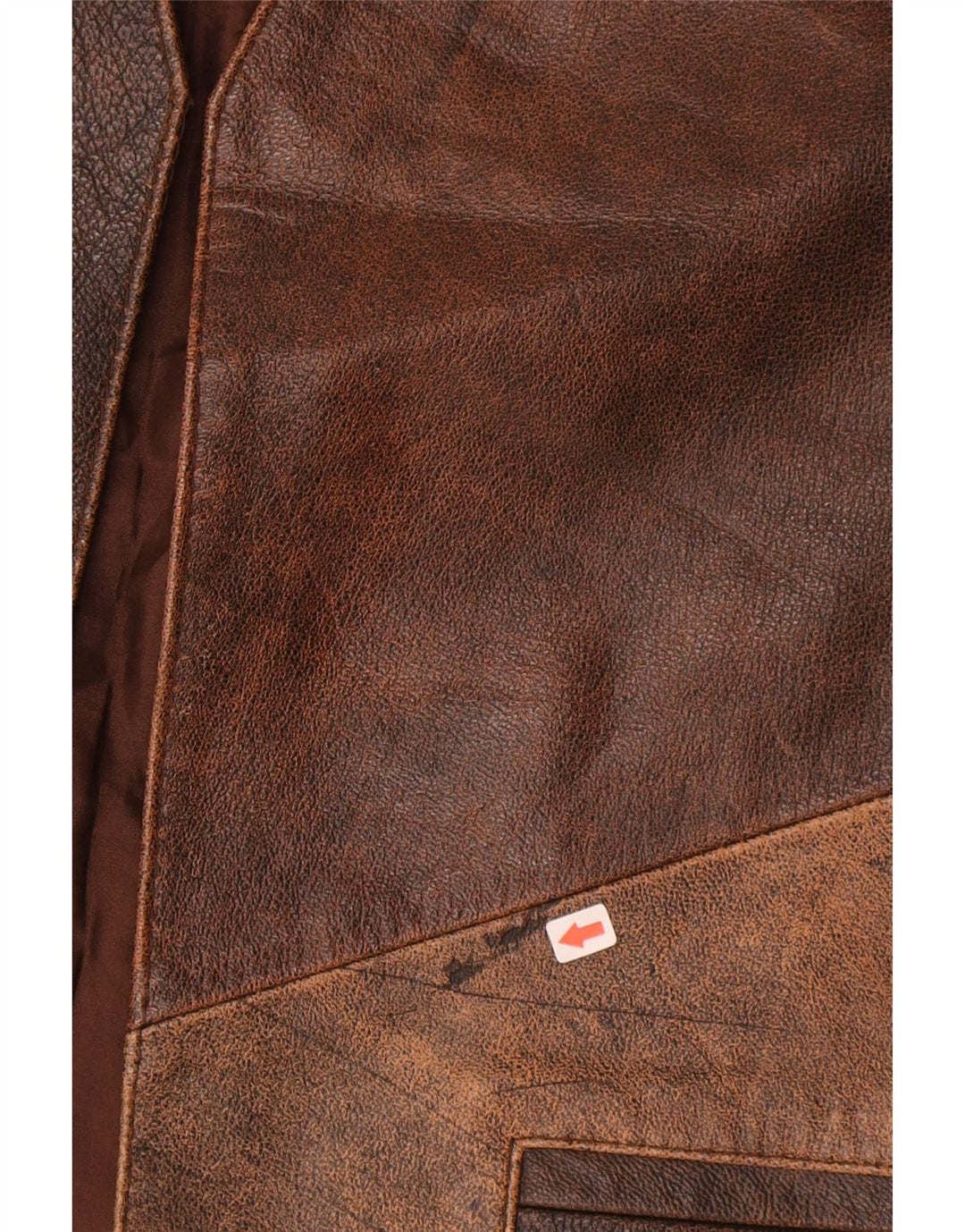 Colete de couro masculino vintage bloco colorido marrom médio