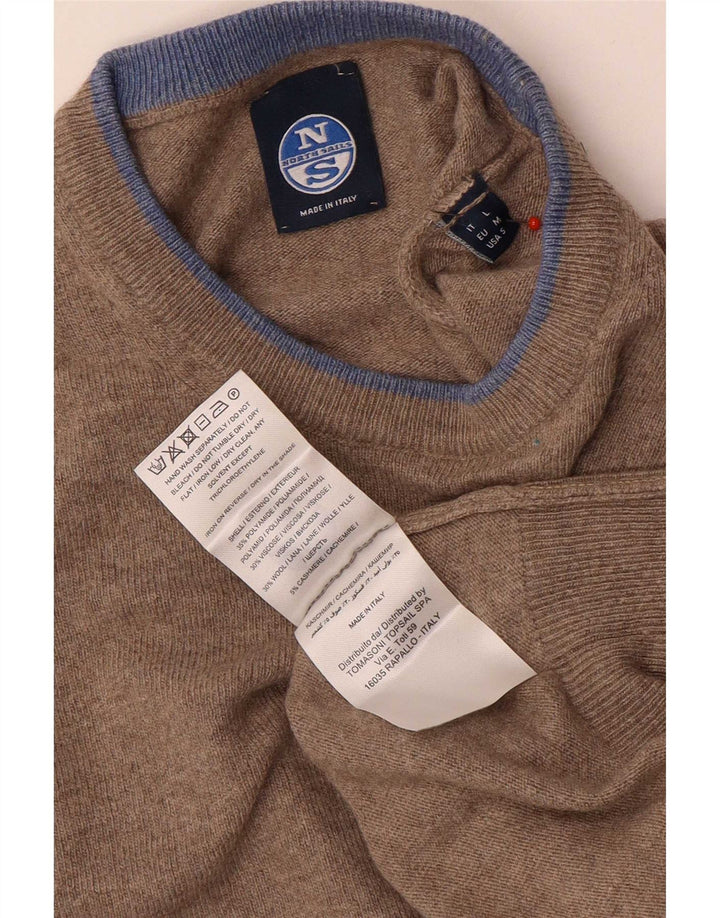 Suéter masculino North Sails com gola redonda e poliamida bege médio