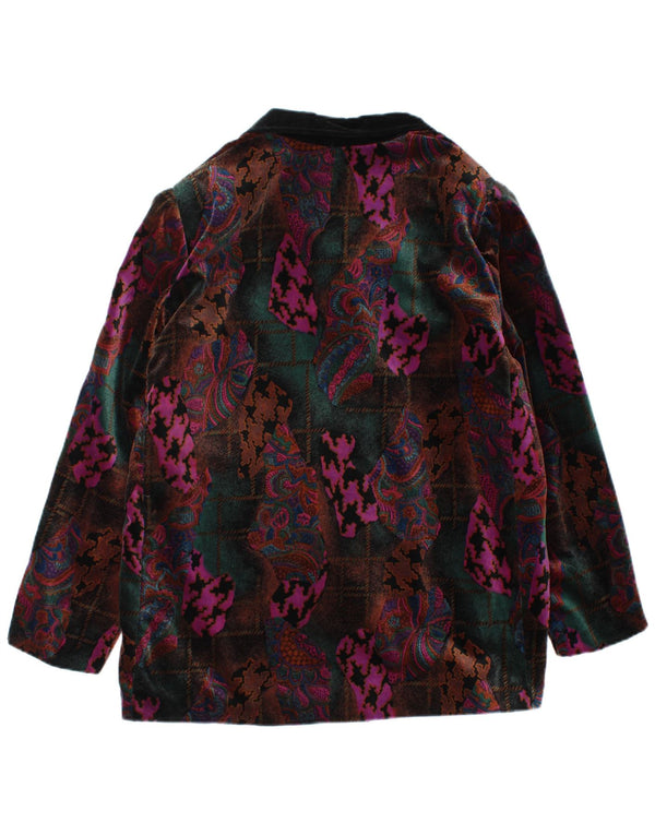 Jaqueta blazer feminina vintage com 5 botões UK 16 grande paisley multicolorida