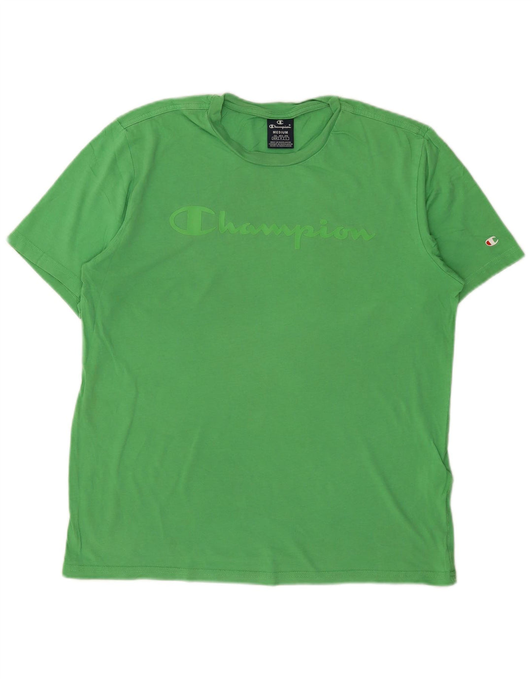 Camiseta masculina gráfica CHAMPION Top algodão verde médio