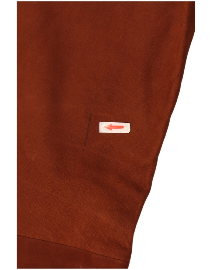Calças de couro masculinas vintage W33 L33 couro marrom