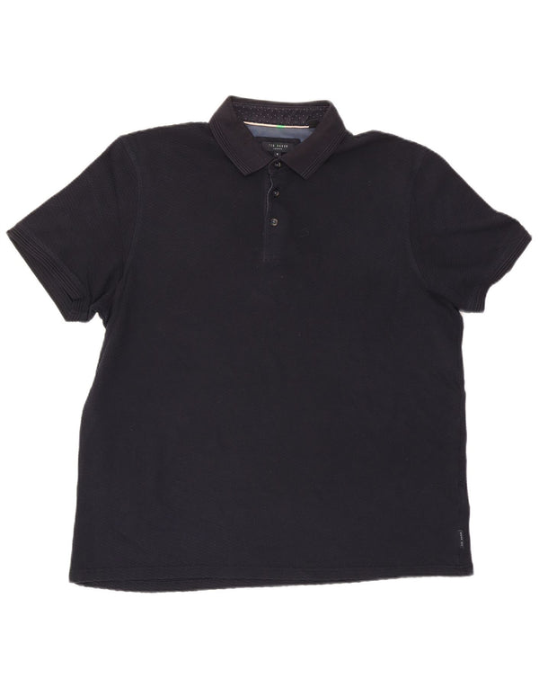 Camisa polo masculina Ted Baker tamanho 6 2XL algodão azul marinho