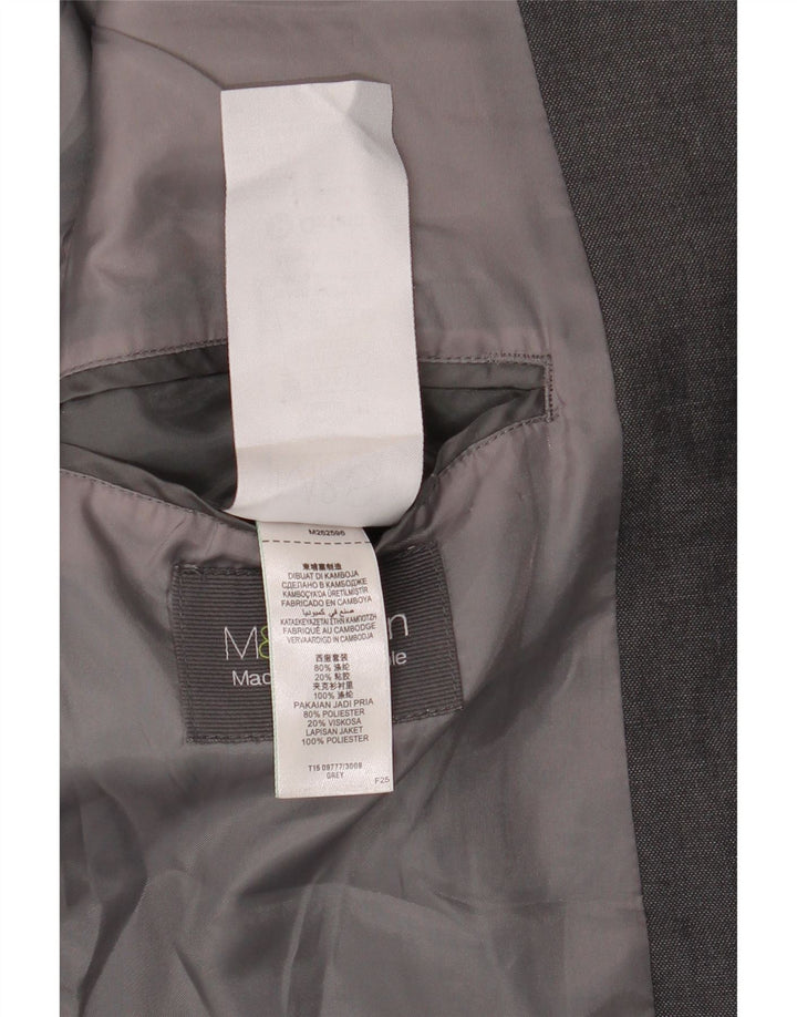 Jaqueta blazer masculina de 2 botões Marks & Spencer Reino Unido 38 poliéster cinza médio