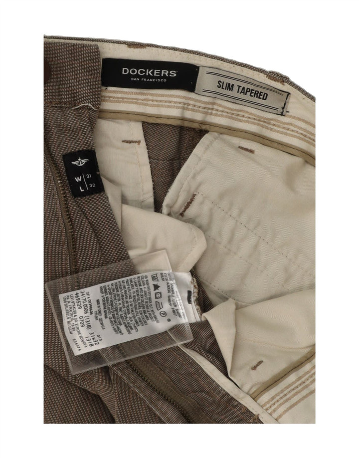 DOCKERS Mens Slim Tapered Chino Trousers W31 L32 Brown Cotton Vintage Dockers and Second-Hand Dockers from Messina Hembry 