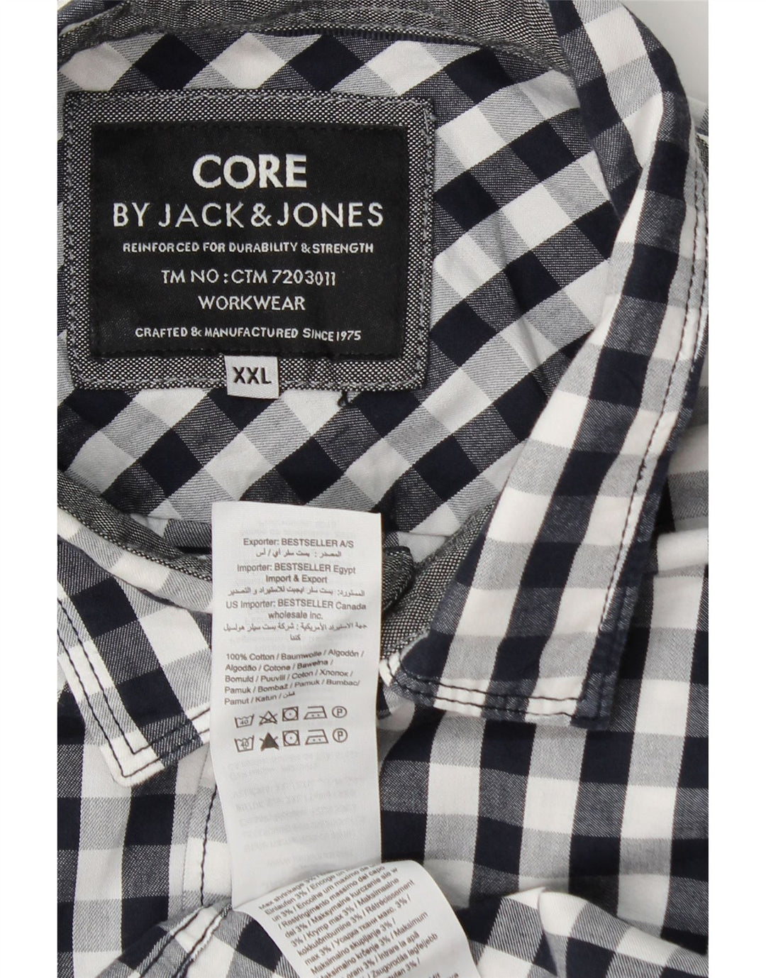 Camisa masculina Jack & Jones 2XL algodão guingão azul marinho