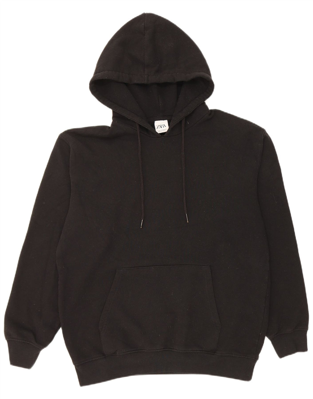 Zara Mens Hoodie Jumper Médio Algodão Preto