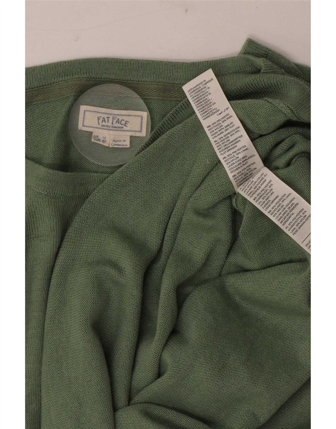 Camisola de ligação em ponte com pescoço de barco para mulheres gordas poliéster verde médio Reino Unido 12